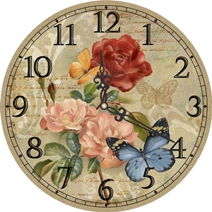 R69 RELOJ ROSAS Y MARIPOSAS 49CM